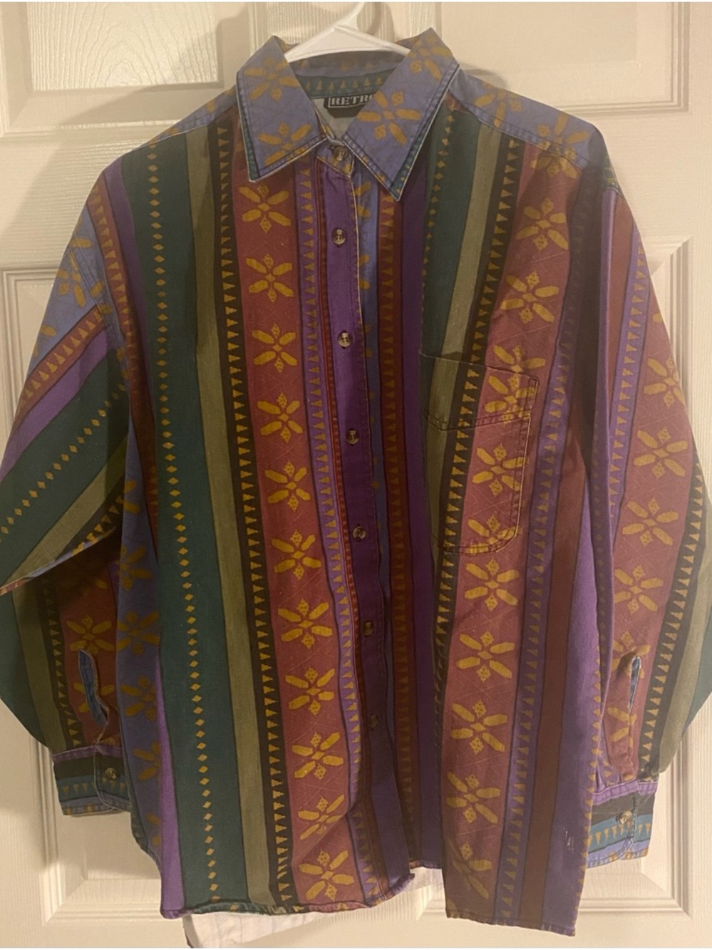 Retro  Multicolor Striped Button-Down Shirt